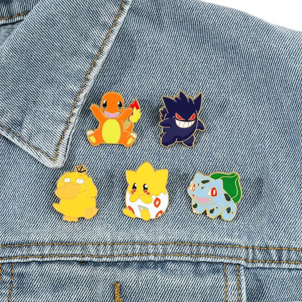 Pokemon Pikachu Anime Metal Enamel Brooch Badges on Backpack Clothing Lapel jackets Jeans Accessories Jewelry Decoration Card