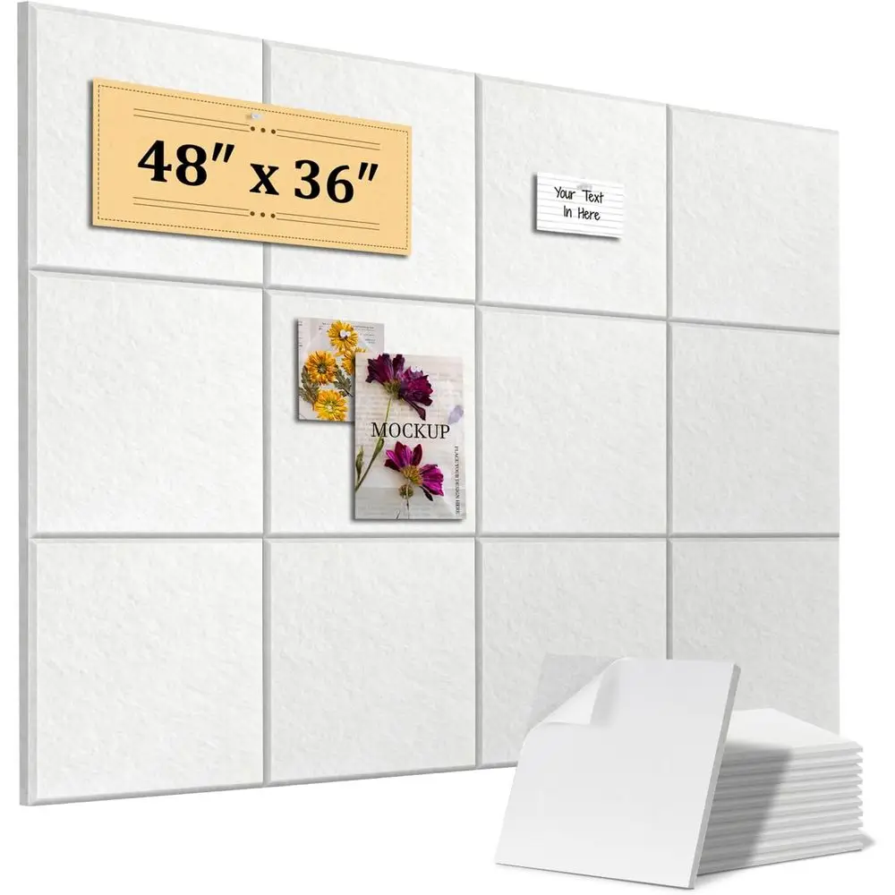 

Large Cork Board 48"x36", 12-Pack Sel-Adhesive elt in Board Tiles with 120 Push Pins, Square elt Wall Panels Pin Board Tack Boar