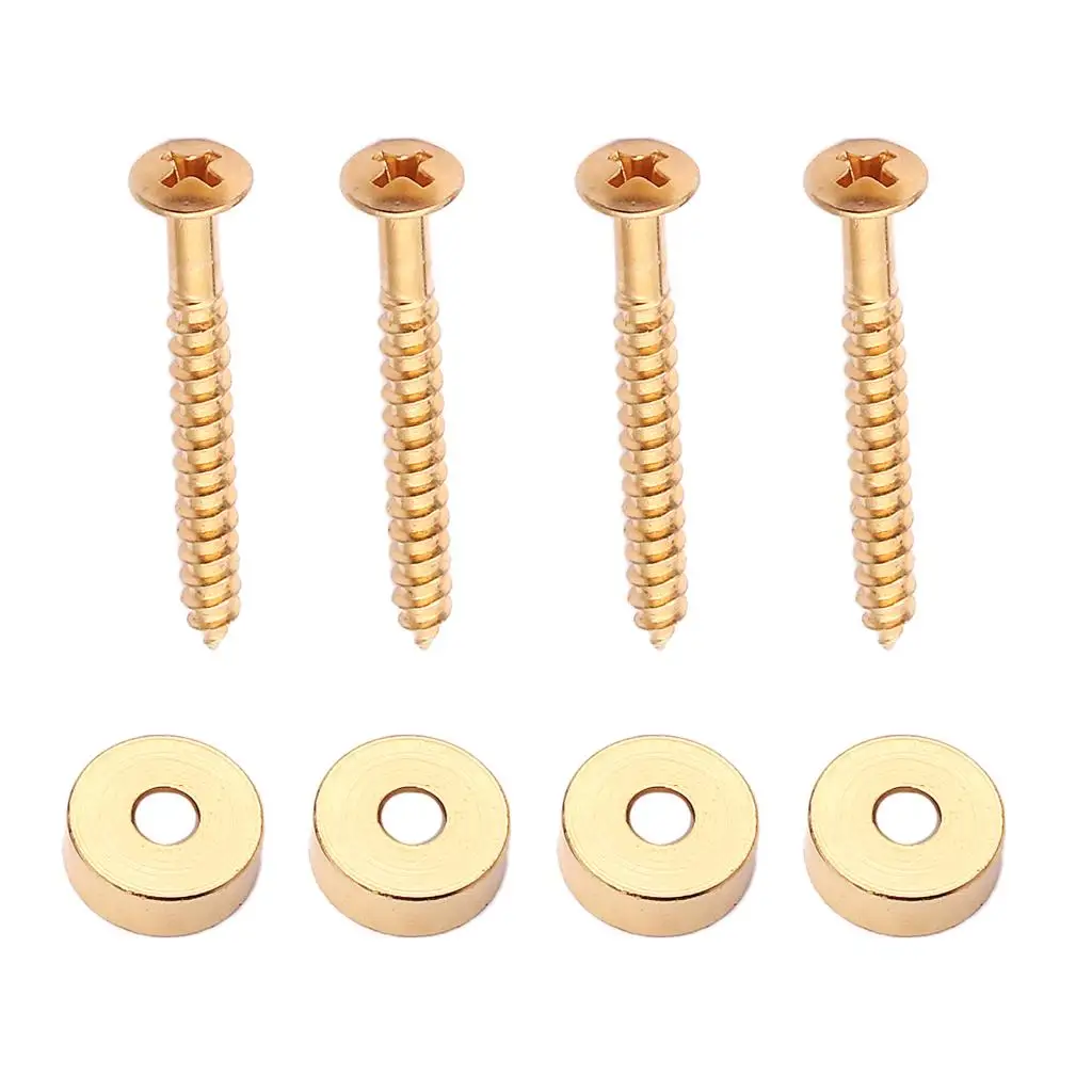 2X 4pcs/Set Guitar Neck Joint Ferrules + Mounting Screws Bolts Gold 5 x 14mm