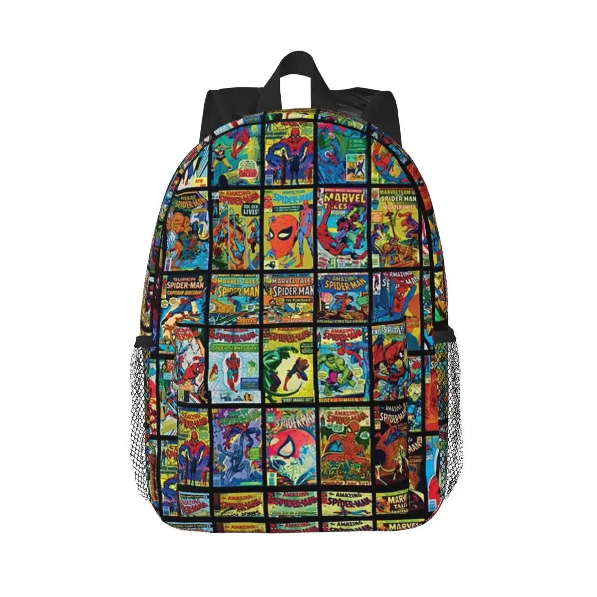 Sac à dos à motif de bande dessinée Smile Hero pour garçons et filles, sacs d'école pour enfants, sac à dos de voyage, sac initié, collection vintage