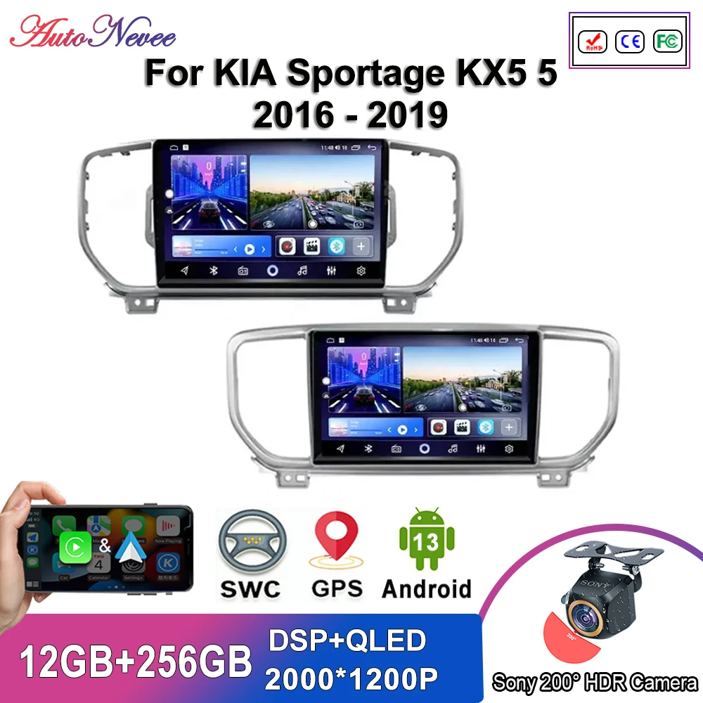 

Android 13 Multimedia For KIA Sportage KX5 5 2016 - 2019 Car Player GPS Stereo Navigation Radio Screen No 2 Din DVD 5G WiFi BT