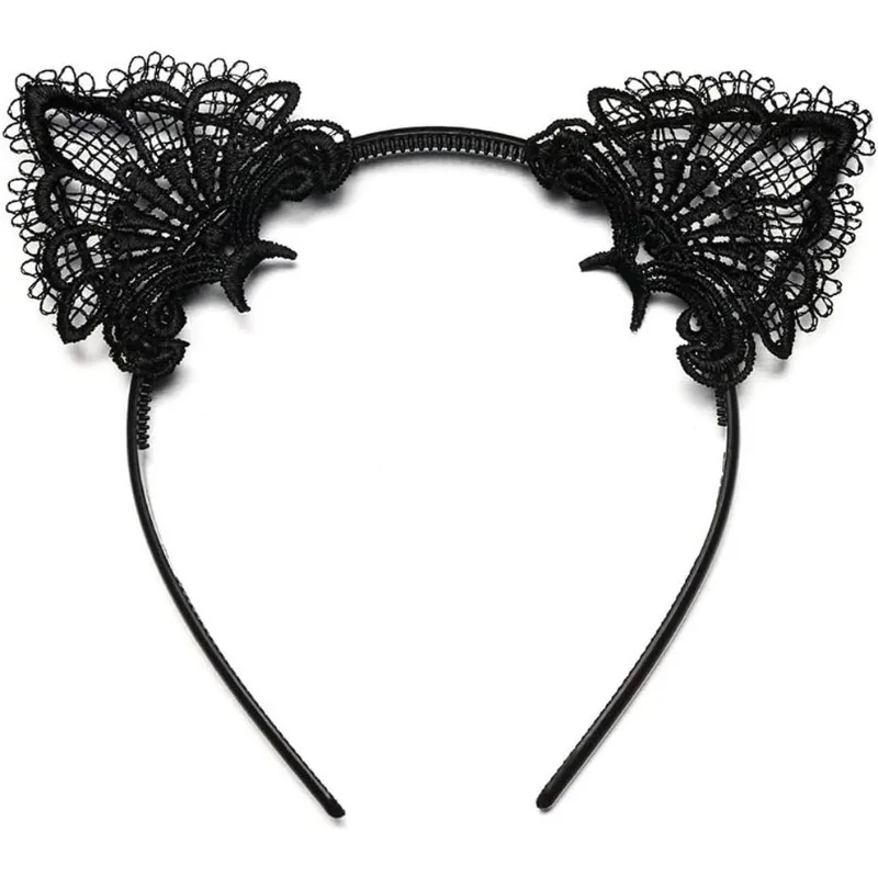 Ecoparty Zwart Kat Kostuum voor Vrouwen met Maskerade Masker, Kanten Kat Oren Hoofdband & Choker Ketting voor Volwassenen Vrouwen