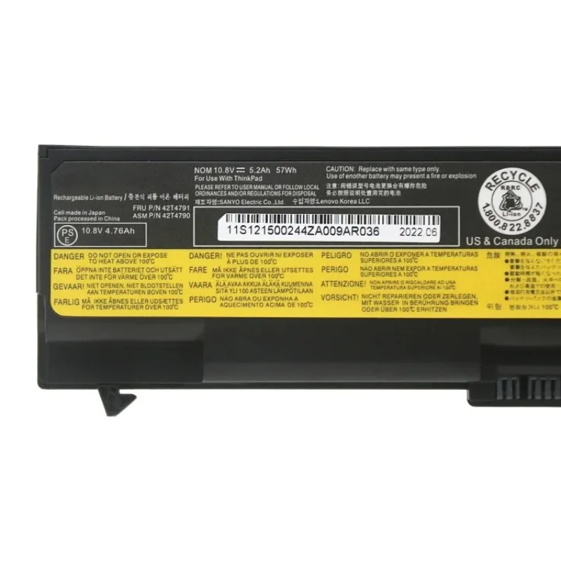 For Lenovo ThinkPad E40 E50 E420 E425 E520 E525 T410 T420 42T4791 42T4790 42T4235 10.8V 52wh laptop battery