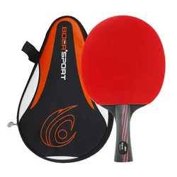 Boer 6 Star-raqueta de tenis de mesa profesional, raqueta de Ping Pong de carbono, paleta de agarre recto Horizontal, bate de Ping Pong con bolsa, 1 ud.