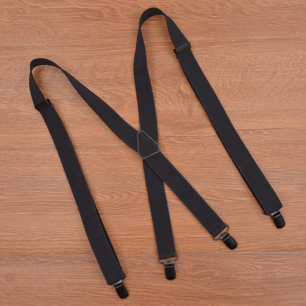 Fashion Plus Size solid black suspender 4 Clip Men Women Suspenders for Pants 2023 Unisex  Male 120 cm Adjustable Braces