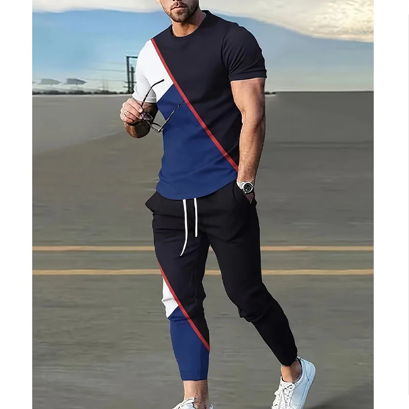 

Summer New Men's Set Printed Casual Comfortable Fashion Outdoor Sportswear 2-piece Set, Size Reference Size Chart