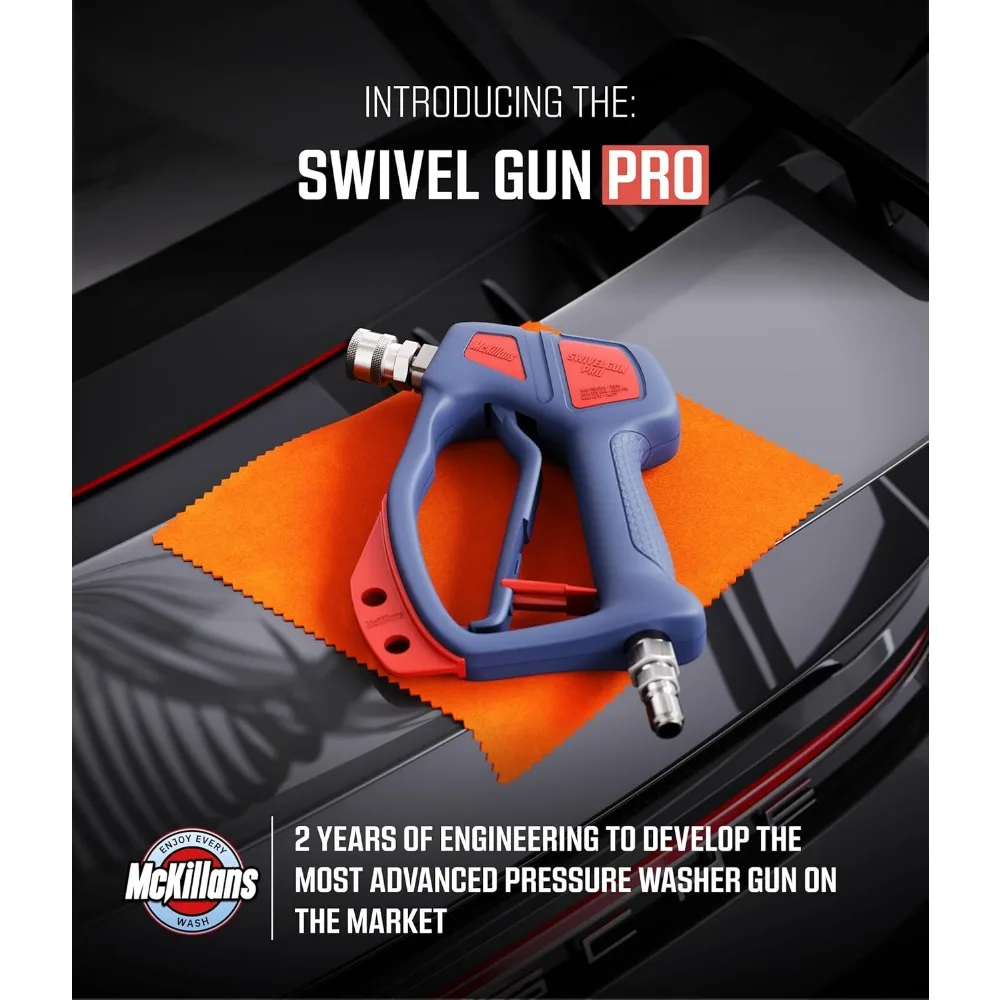Drehbare Hochdruckreinigerpistole mit Schnellanschluss – max. 4000 PSI, Düsenhalter, knicksicheres Design
