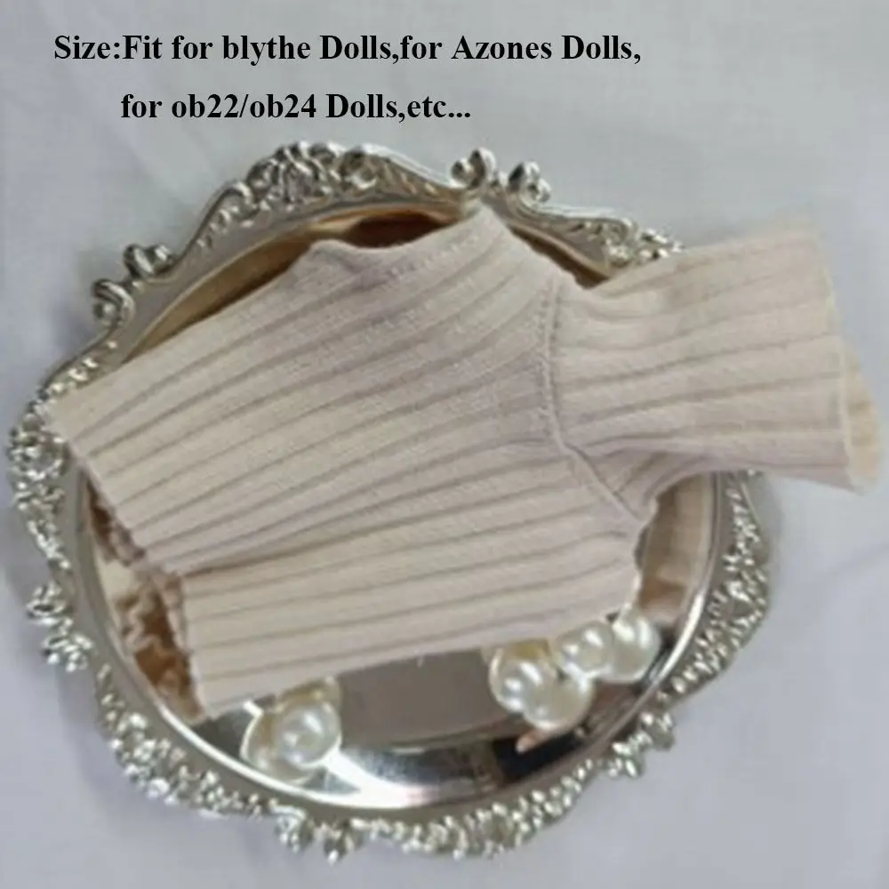 دمية محبوكة الياقة المدورة القمم ل Azones لدمى ob22/ob24 ملابس غير رسمية البلوزات لدمى blythe DIY بها بنفسك الملابس والاكسسوارات