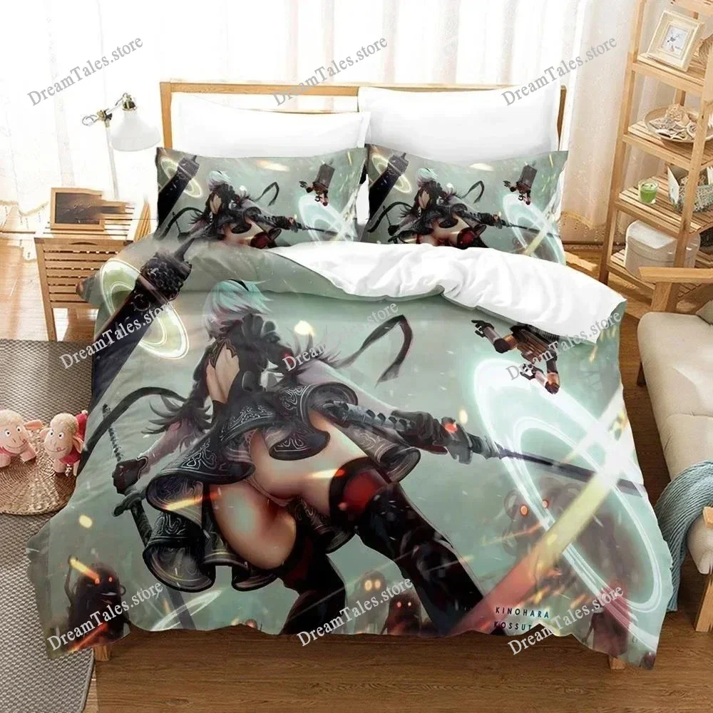 NieR Automata Luxury Bedding Set Japan Anime Duvet Cover Set Comforter Bedspread Linen Twin Single Size Printed Home Textile
