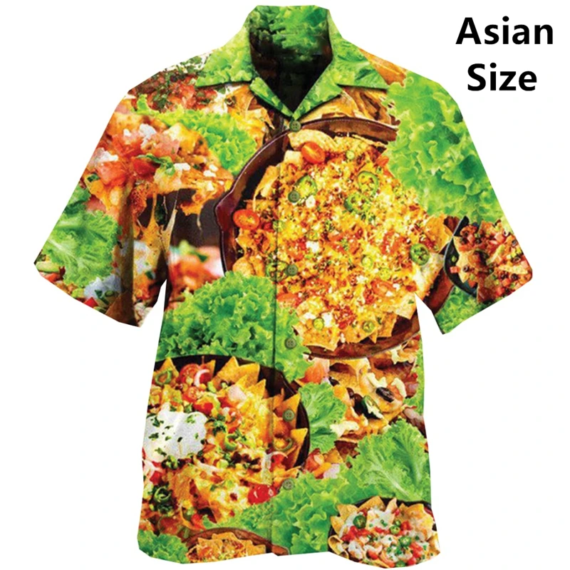 

Meat Beef 3D Print Hawaiian Man Shirts Fashion Western-style Food Pattern Lapel Shirt Street Loose Short Sleeves Blouse Tops