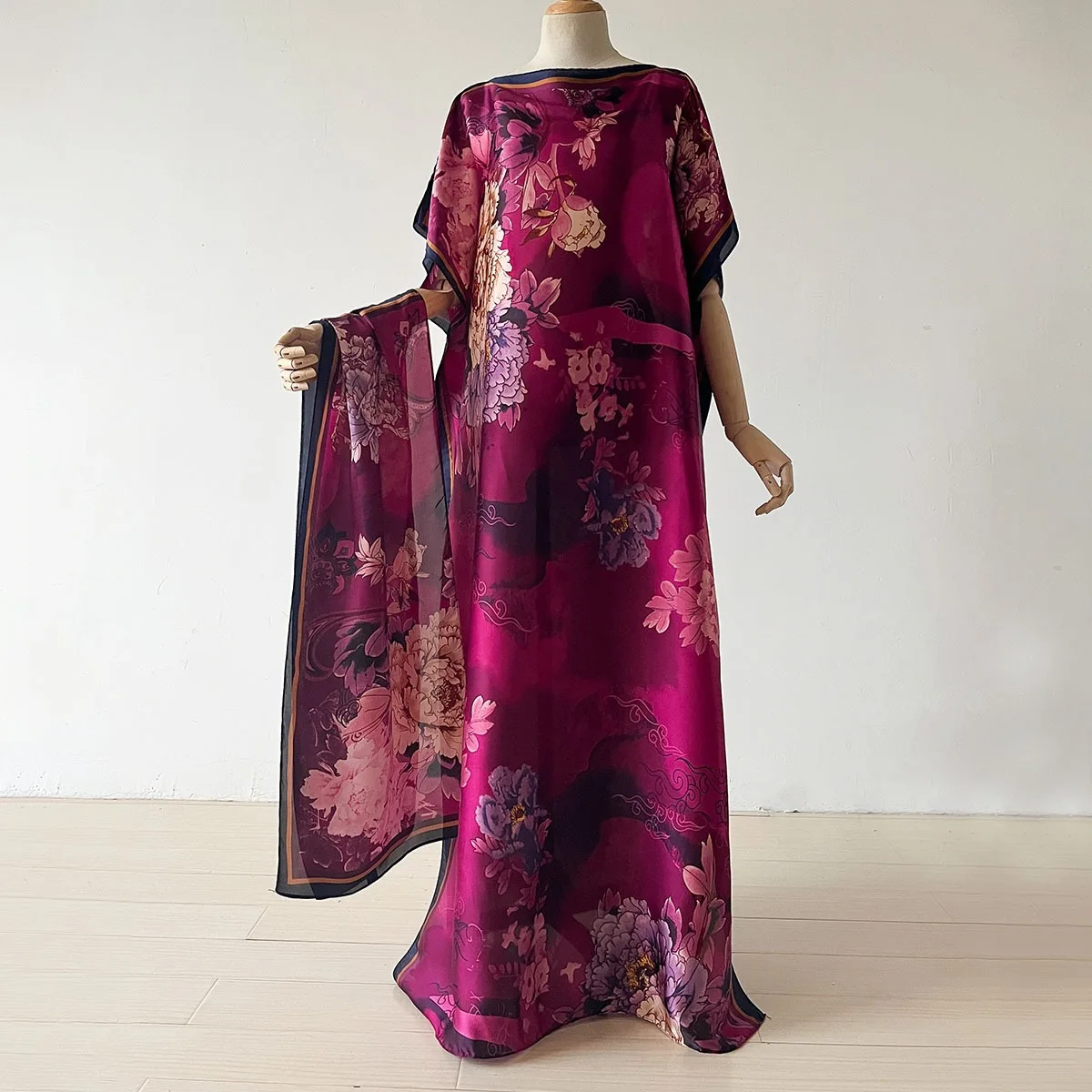 Women New Retro Style Long Robe and Headscarf Matching Set Soft Comfortable Outfit Versatile Suit for Daily Indoor Casual