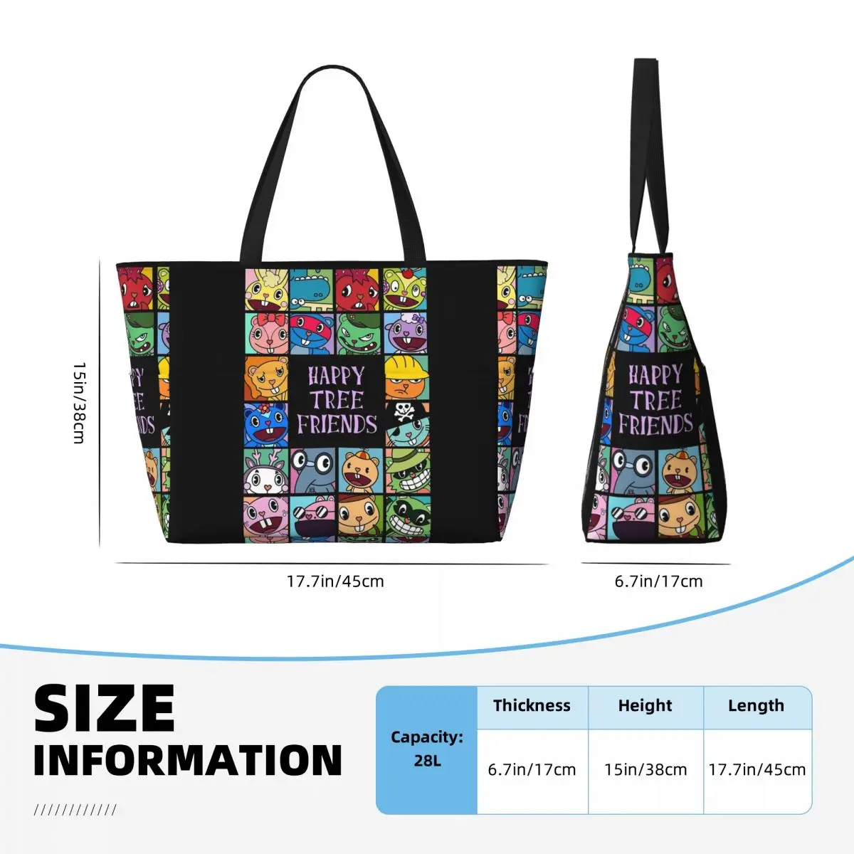 Happy Tree Friends-Bolso de mano para playa, deporte, gimnasio, Yoga, bolso de mano grande, bolsa de viaje para mujer, bolsa de Fitness