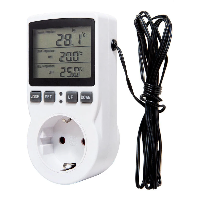 

EU/FR Timer Socket Thermostat Digital Temperature Controller Socket Outlet With Timer Switch Sensor Probe Heating Cooling