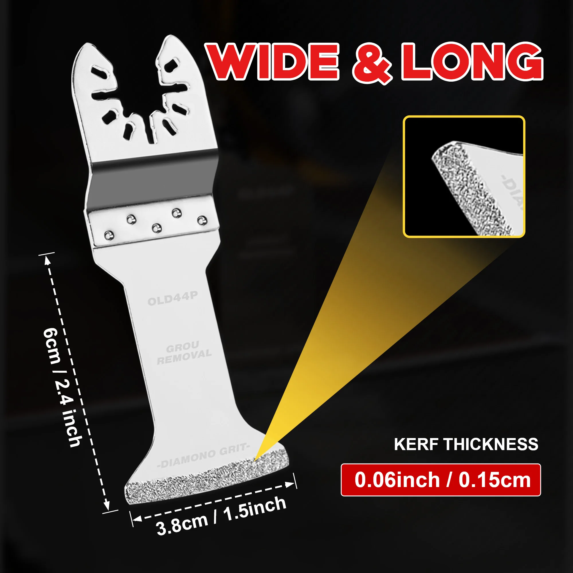 3PCS Diamond Oscillating Blade, Extra Long Reach Oscillating Multi Tool Saw Blades for Grout Removal, Cleaning Mortar