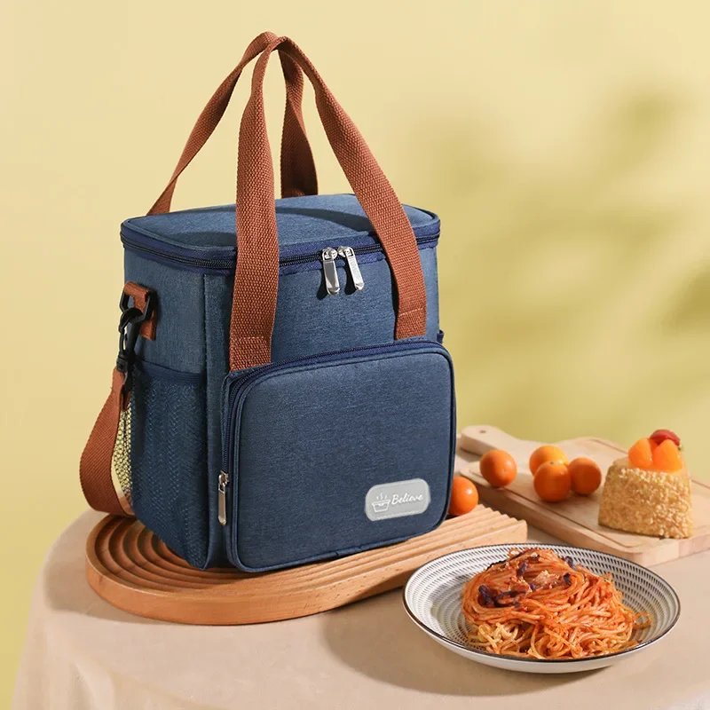 

One shoulder crossbody thickened bento bag long handle large capacity waterproof thermal insulation lunch bag lunch box bag