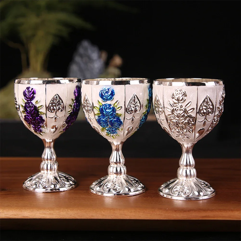 Aluminum Alloy Wine Glasses Retro Dinnerware Goblet Vintage European Style Spirit Vodka Champagne Glasses Bar Home Decor