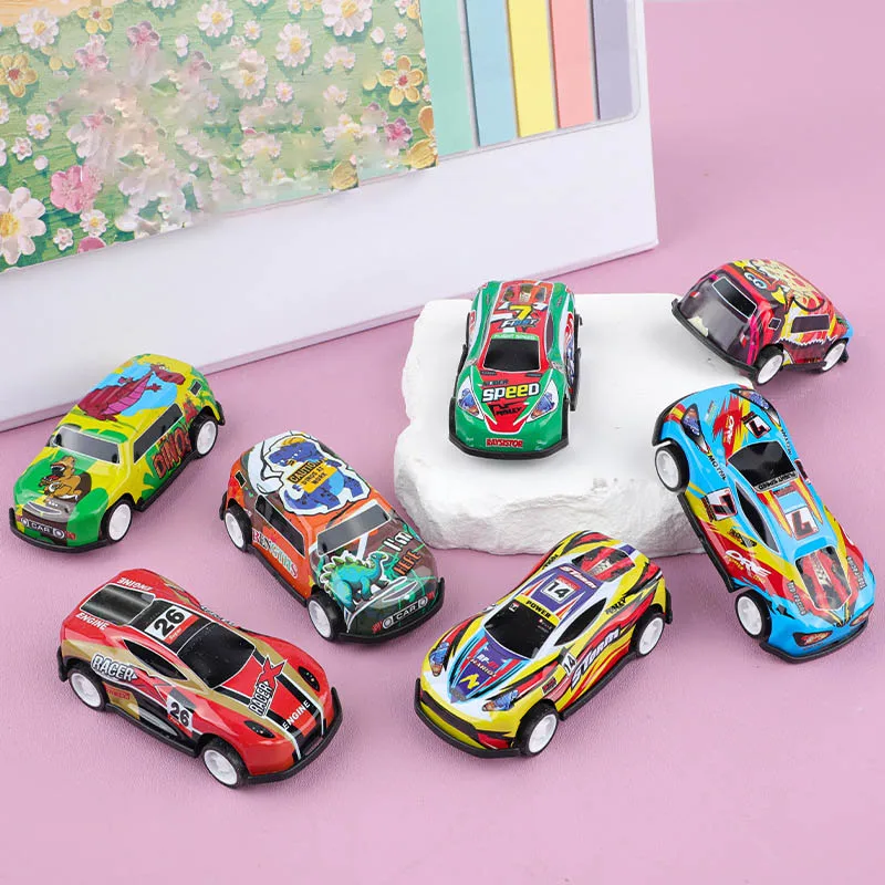 

10 шт., гоночная инерционная модель автомобиля, детская имитация мини-гоночного автомобиля, игрушка с откатным механизмом, жестяной спортивный автомобиль, настольная игра, подарок для мальчика