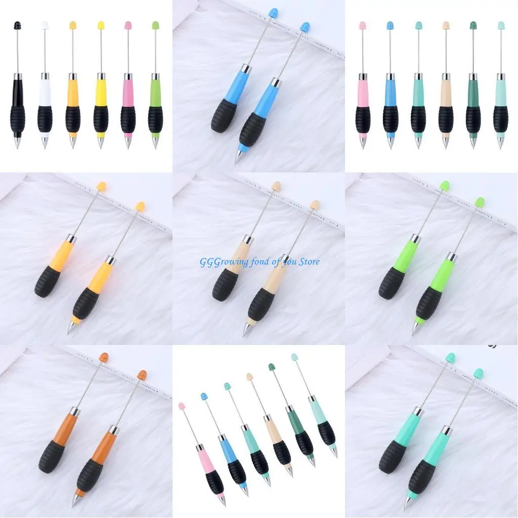 

H9EB 6Pcs Retractable Ballpoint Pen 1.0MM Tip Beadable Ballpoint Pen Write Smoothly