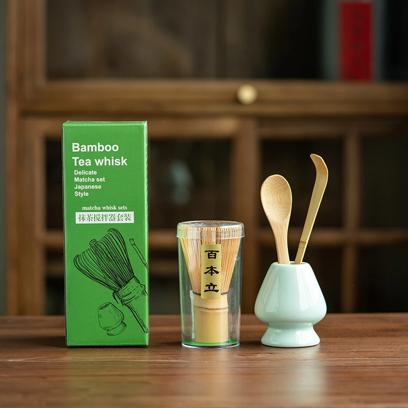 3/4Pcs Matcha Set Bamboo Whisk Teaspoon Ceramic Bowl Tranditional Tea Sets Home Tea-making Tools Accessories Birthday Gifts