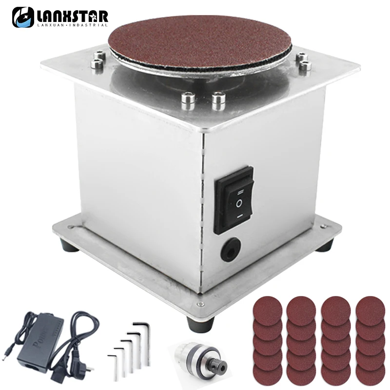 Mini Bench Disc Sander Electric Edge Sharpener Sanding Polishing Grinding Machine Grinder 7 Variable Speed 20 Sanding Discs