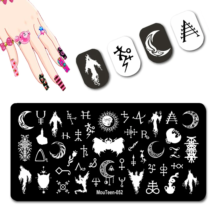 2022 New Cartoon Children Family  Nail Stamping Plates Besom Head Kid Nail Stamp Cartoon Figure Nails Mold #078