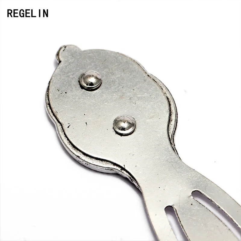 REGELIN Fashion Antique Silver Bookmark Base Fit 20mm Round Glass Cabochon Blank Bezel Setting Bookmark Findings 5pcs/lot