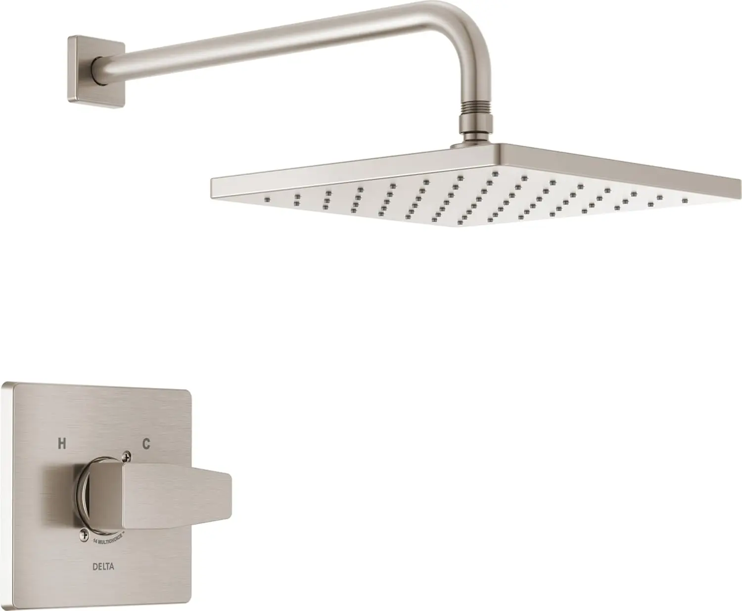 

Modern Square Rain Shower Faucet Set with Brushed Nickel Finish, Valve Trim Kit Included