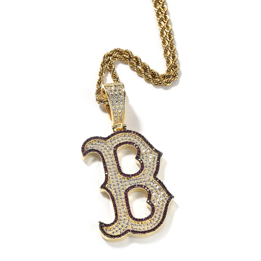 

Многослойная цепочка для свитера с английскими буквами, циркон с инкрустацией медными буквами в стиле хип-хоп, модный аксессуар с подвеской в виде буквы B
