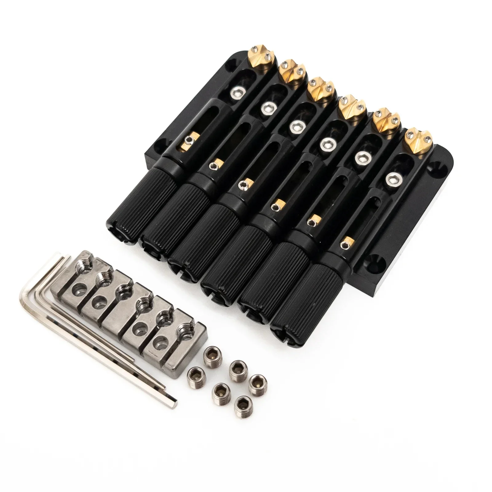 

6 String Headless Guitar Bridge Tailpiece–Fixed Copper Saddle Tremolo System for Most Headless Guitar Replacement Parts