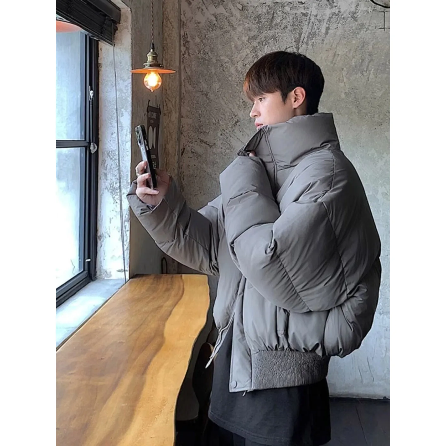 

Heavyweight Cotton Jacket Loose Fit Casual Stand Collar Warmth Large Size 250 Pounds Bread Clothes for Couples Autumn Winter
