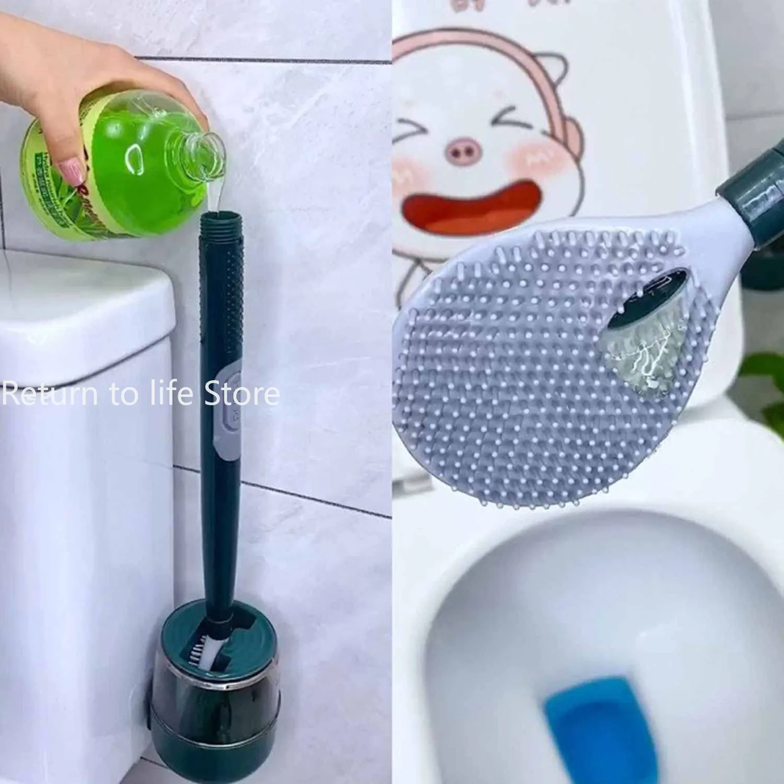 Soap Dispensing Toilet Brush with Holder Silicone Long Handled Cleaning Brush Wc Toilet Brushes Bathroom Accessories