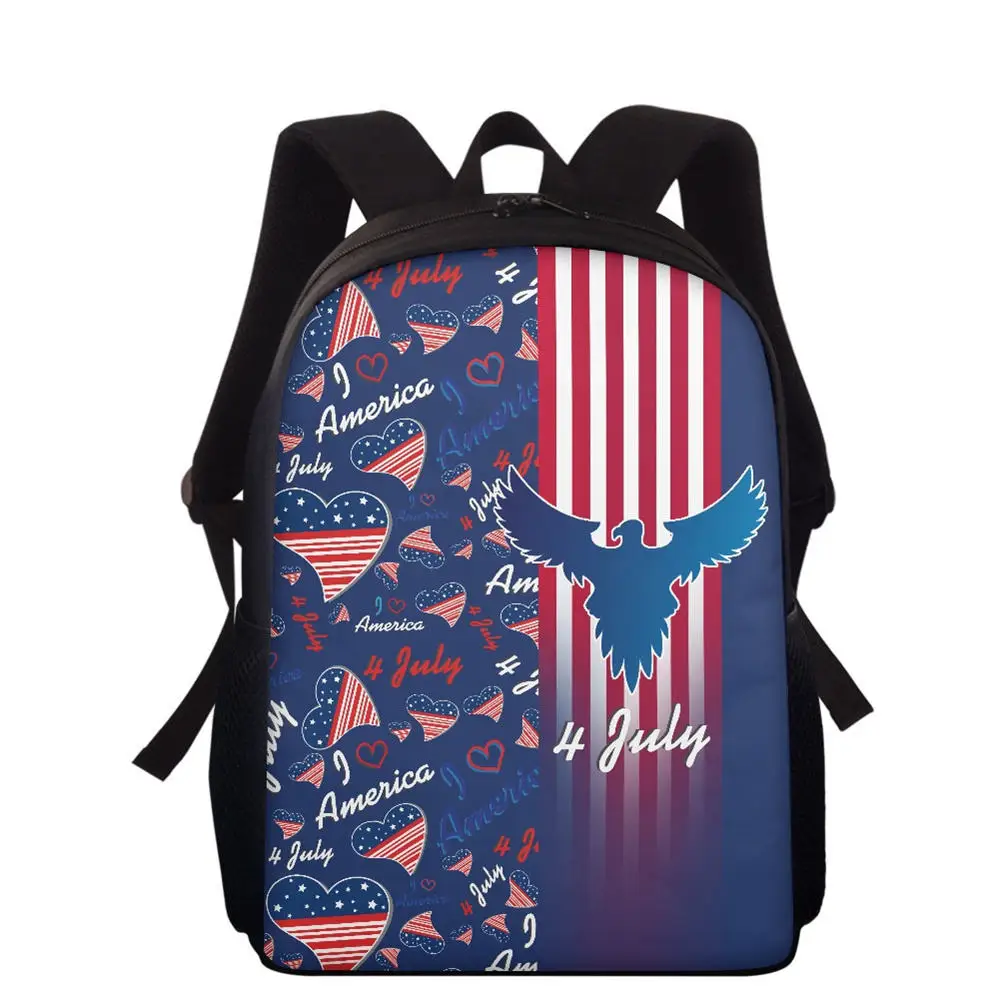 Blauwe En Rode Sterren Patroon Rugzak I Love America Usa Vlag Print Meisjes Jongens Schooltas Reizen Laptop Rugzak Voor Kinderen Tieners