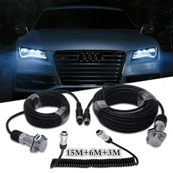 15m+6M 4 Pin to 5Pin Car Backup Reverse camera Trailer Cable Coil and 4PIN Connectors for Truck Trailer Caravan