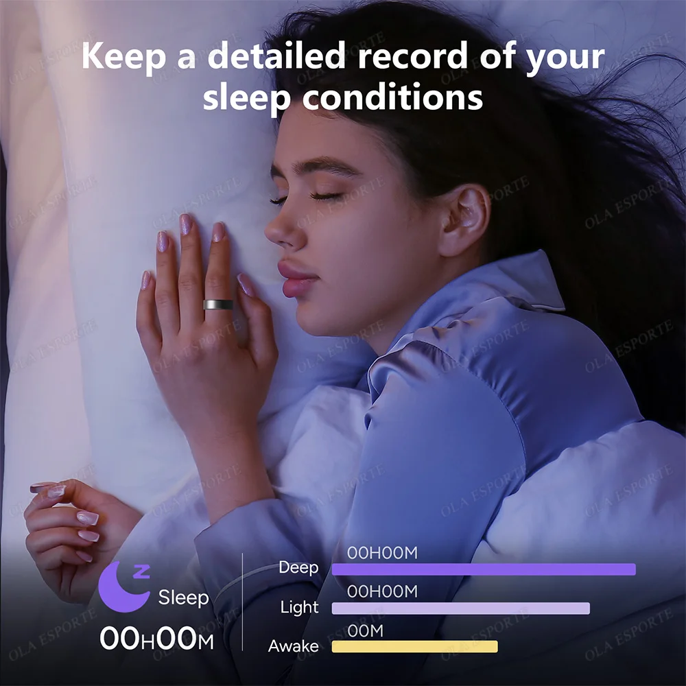 حلقة ذكية معدل ضربات القلب الأكسجين في الدم مراقبة النوم خطوة العد تتبع النشاط المشترك IP68 مقاوم للماء خواتم رياضية الرجال النساء