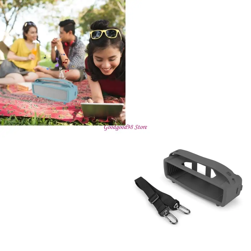 

Protective Silicone Case For Speakers Bag With Shoulder Strap AntiDust Plugs Sound Hole Design Protective Cover W8EC