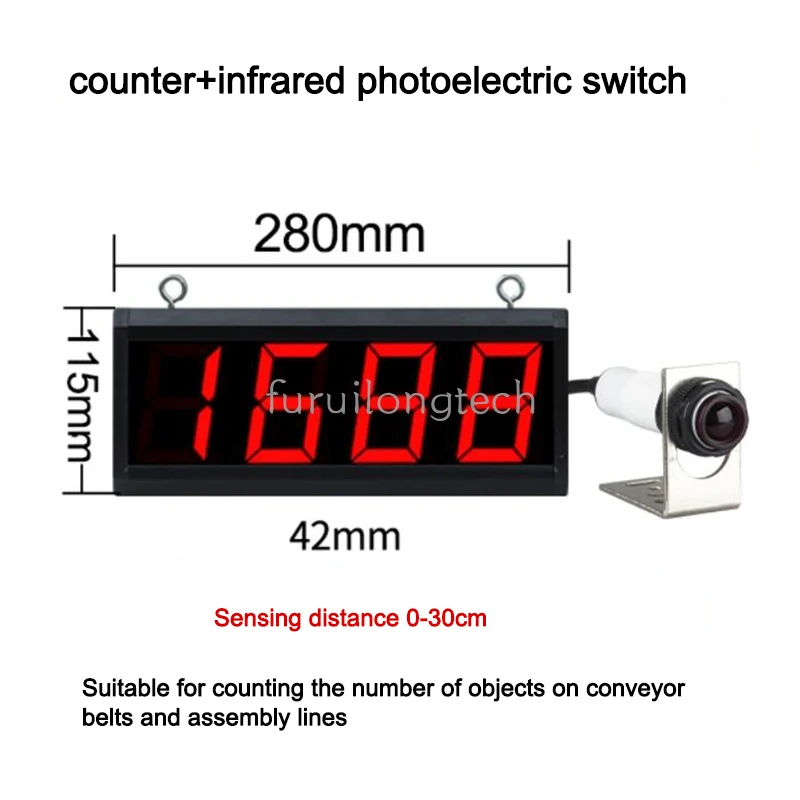 3-inch 4-bit Infrared Induction Counter Conveyor Belt Assembly Line Counting Industrial Large Screen Digital Display Counter
