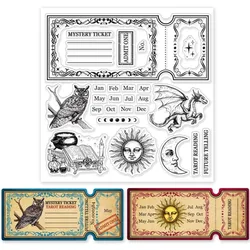 Magic Ticket Dragon Moon Clear Stamps for Card Making Owl Clear Silicone Stamp Moon Silicone Clear Stamps Seal Transparent