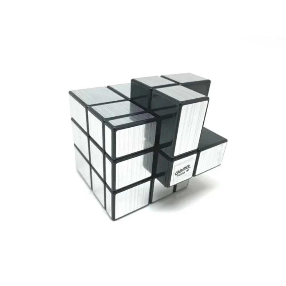 Calvin's Puzzle 3x3 Cube Grey Mirror Illusion Siamese II (ตัวเครื่องสีดํา, ป้ายสีทอง) ในกล่องใสขนาดเล็ก Cast เคลือบ Magic Cube ของเล่น