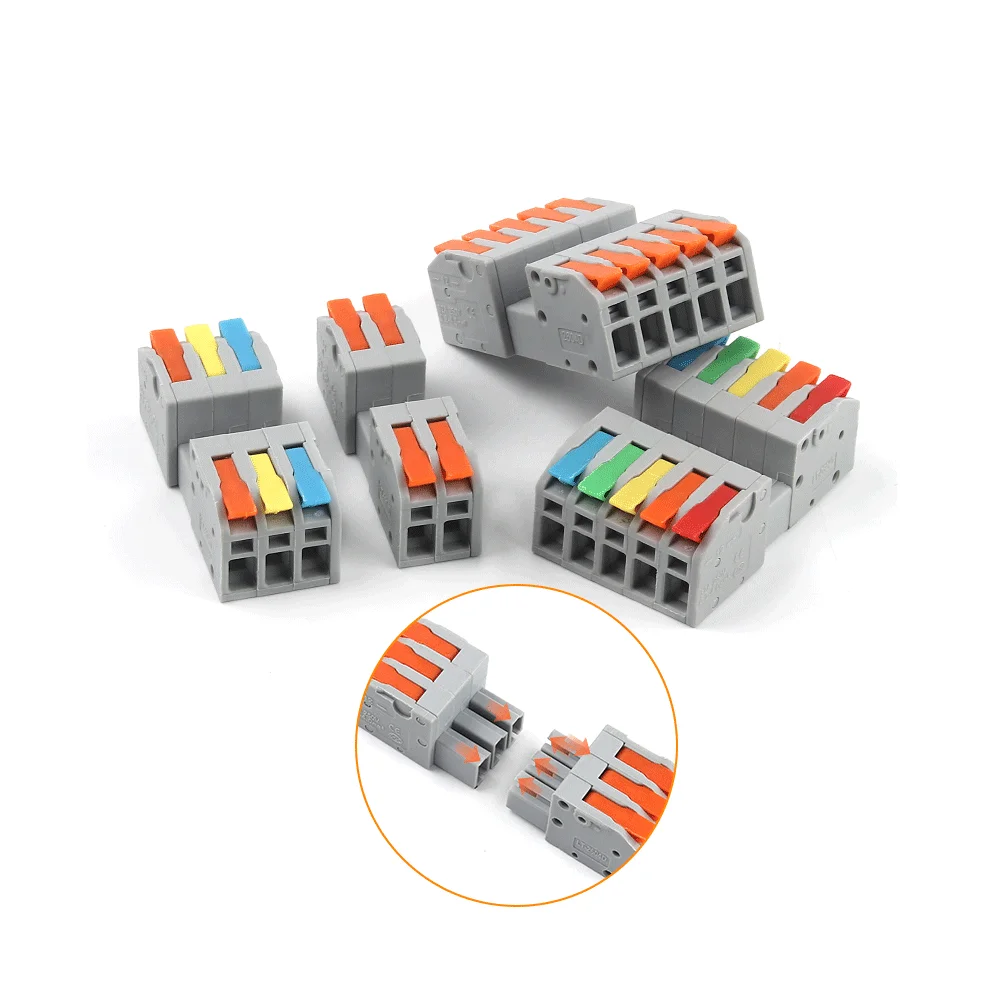 10PCS DIY GO Quick splice 1 In 1 Out Wire Connector Spring Wiring Cable Connector Plug-in Type Conductor docking Terminal Blocks