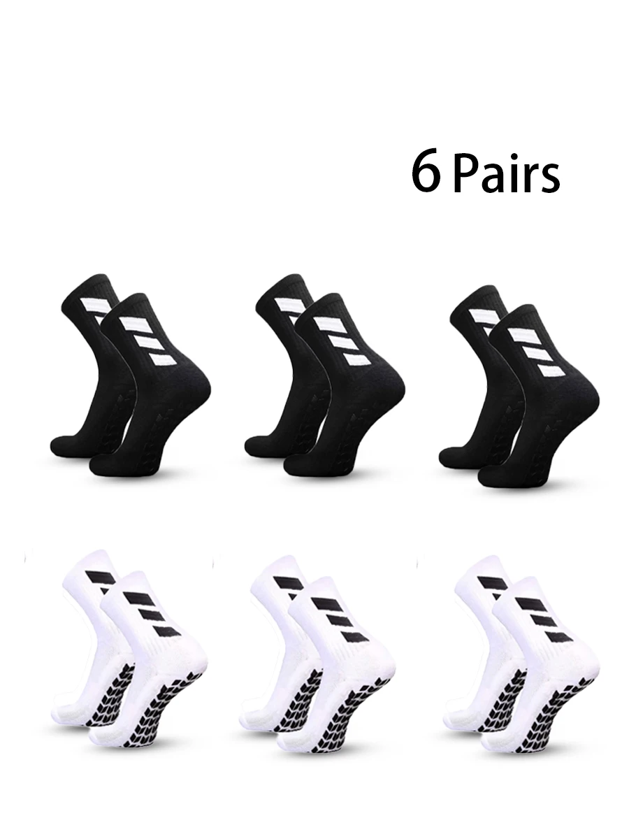 

6 пар мужских футбольных носков, нескользящие противоскользящие спортивные носки, подушечки для футбола/баскетбола/хокея