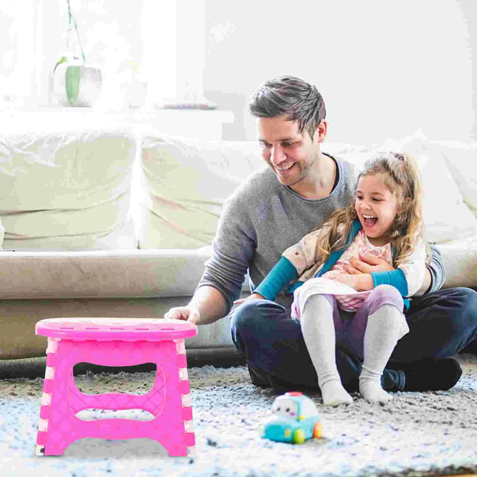Taburete plegable de plástico, taburete portátil para niños, hogar, baño, jardín, cocina, sala de estar (rosa) taburete plegable
