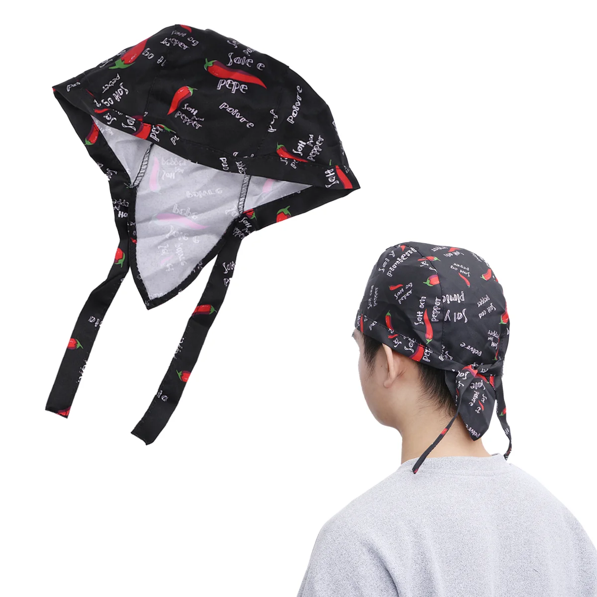 Fashion Cutlery Style Chefs Hat Cap Kitchen Catering Skull Cap Ribbon Cap Turban