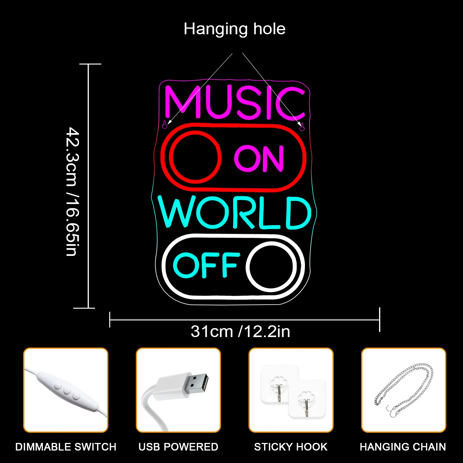 Musique sur le monde hors enseignes au néon pour décoration murale lumières Led créatives décoration de chambre pour chambre musique fête Bar danse Club Art signe