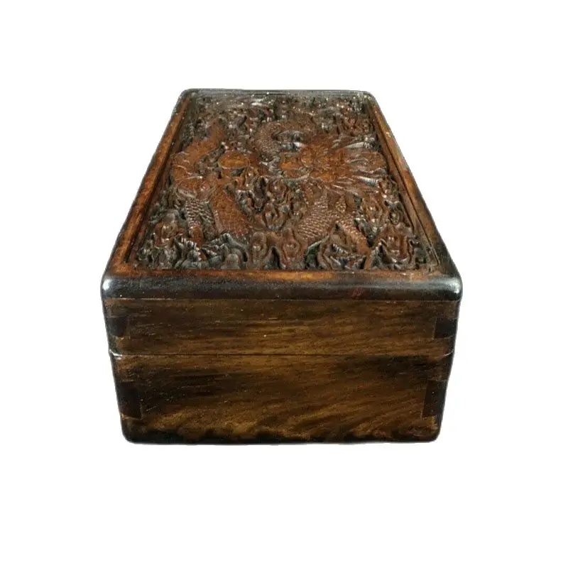 Chinese Natural Rosewood Handcarved Exquisite Dragon Pattern Jewelry Box 15182