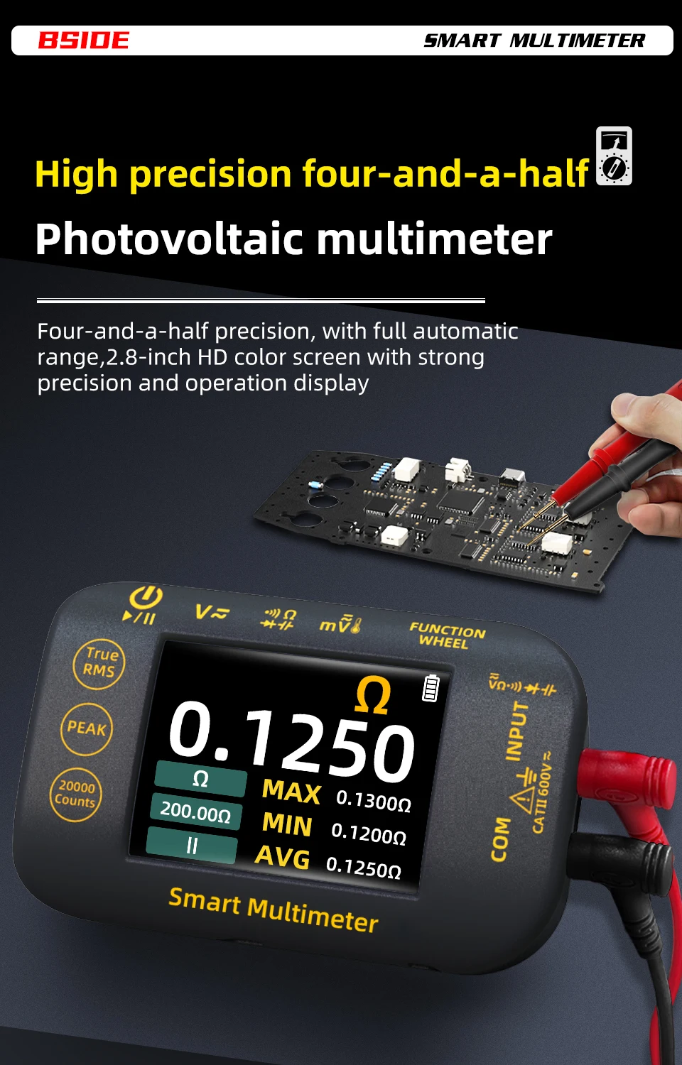 NEW Intelligent Digital Multimeter 20000 Counts Voltage Real-Time Waveform Recording Temperature Test Lithium Battery Voltmeter