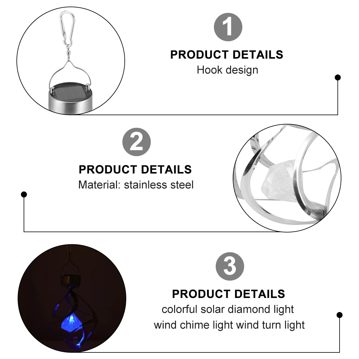 

Solar Lights Shape Hanging Solar Wind Chimes Lights Decorative LED Spiral Lamp for Yard Walkway Garden