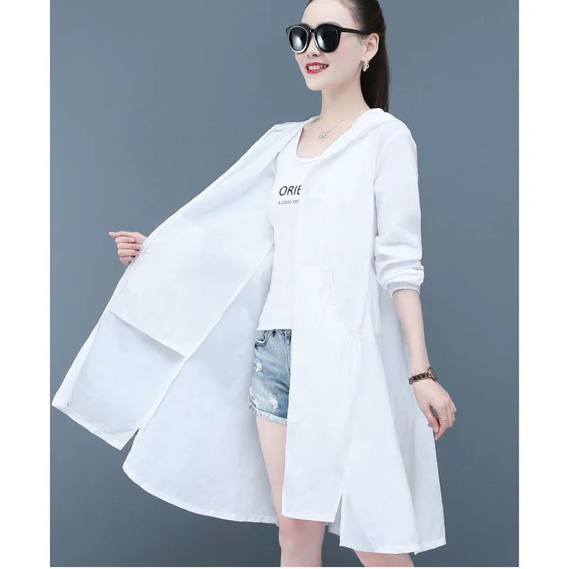 ครีมกันแดดบางเสื้อผ้าผู้หญิงเสื้อแจ็คเก็ตยาว 2025 ฤดูร้อนใหม่ป้องกันรังสียูวีเกาหลีอเนกประสงค์ครีมกันแดดเสื้อแจ็คเก็ตหญิง Windbreakers