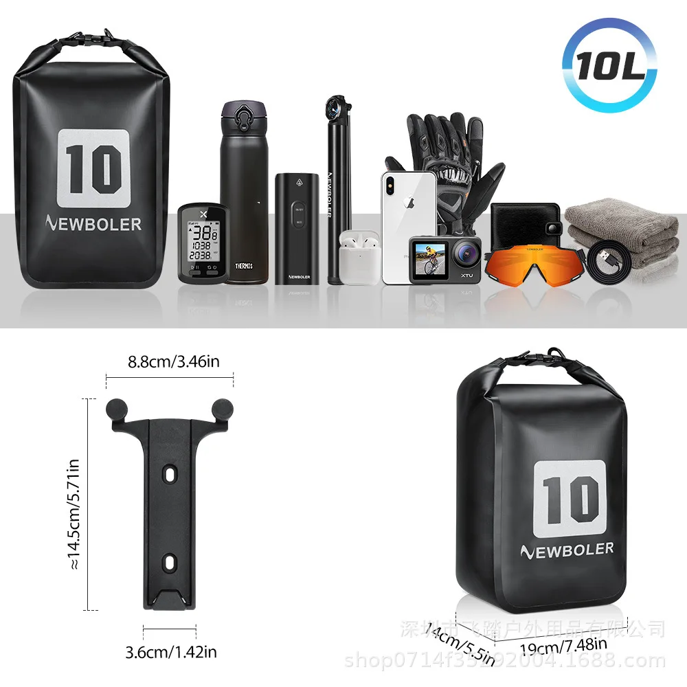 

Полностью водонепроницаемая быстросъемная велосипедная сумка из ПВХ на 10 л — подвесная сумка для электронного скейтборда и велоспорта большой емкости