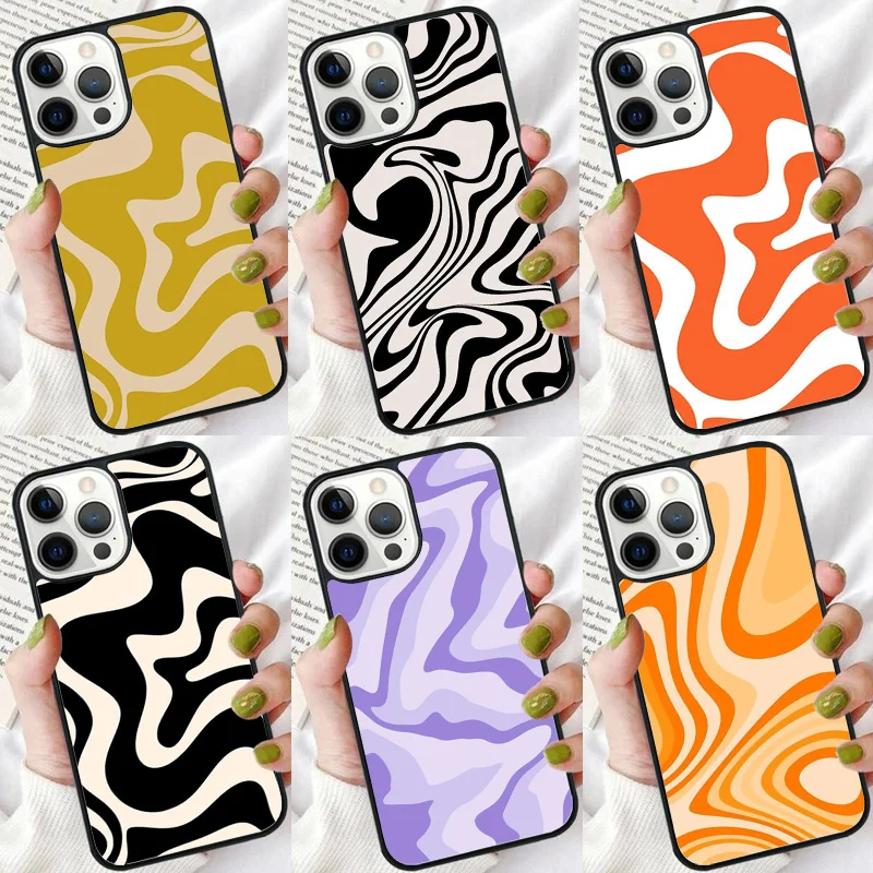 Liquid Swirl Abstract Pattern Phone Case For iPhone 16 15 14 plus XR XS 11 12 13 Pro max Bumper Shell Cover coque