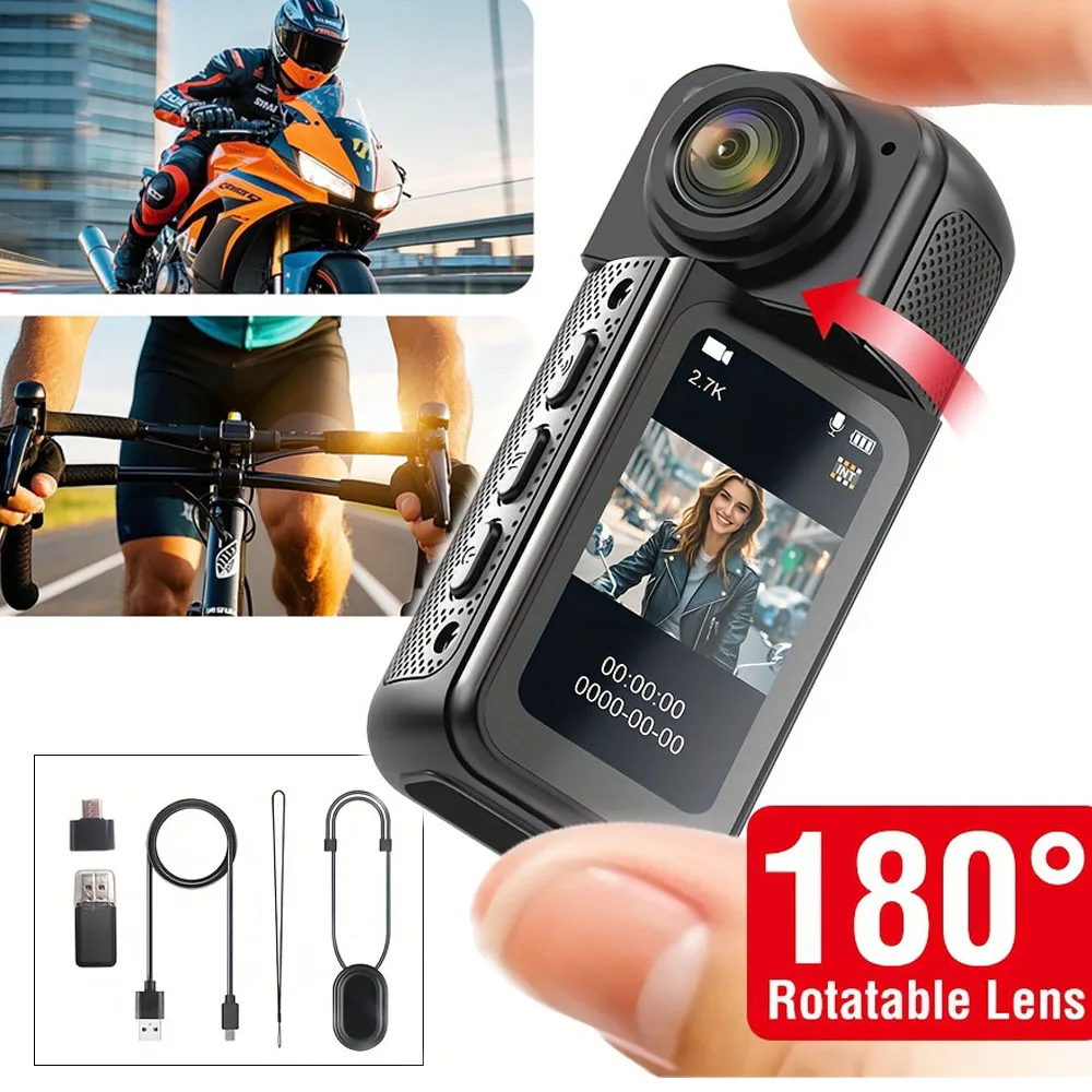 

Моторный рекордер, 2,7 К, Wi-Fi, мини-камера для большого пальца, 1,47 дюйма, камера для занятий спортом на открытом воздухе, велоспорта 180 ° Магнитный магнитный регистратор для велосипеда и мотоцикла